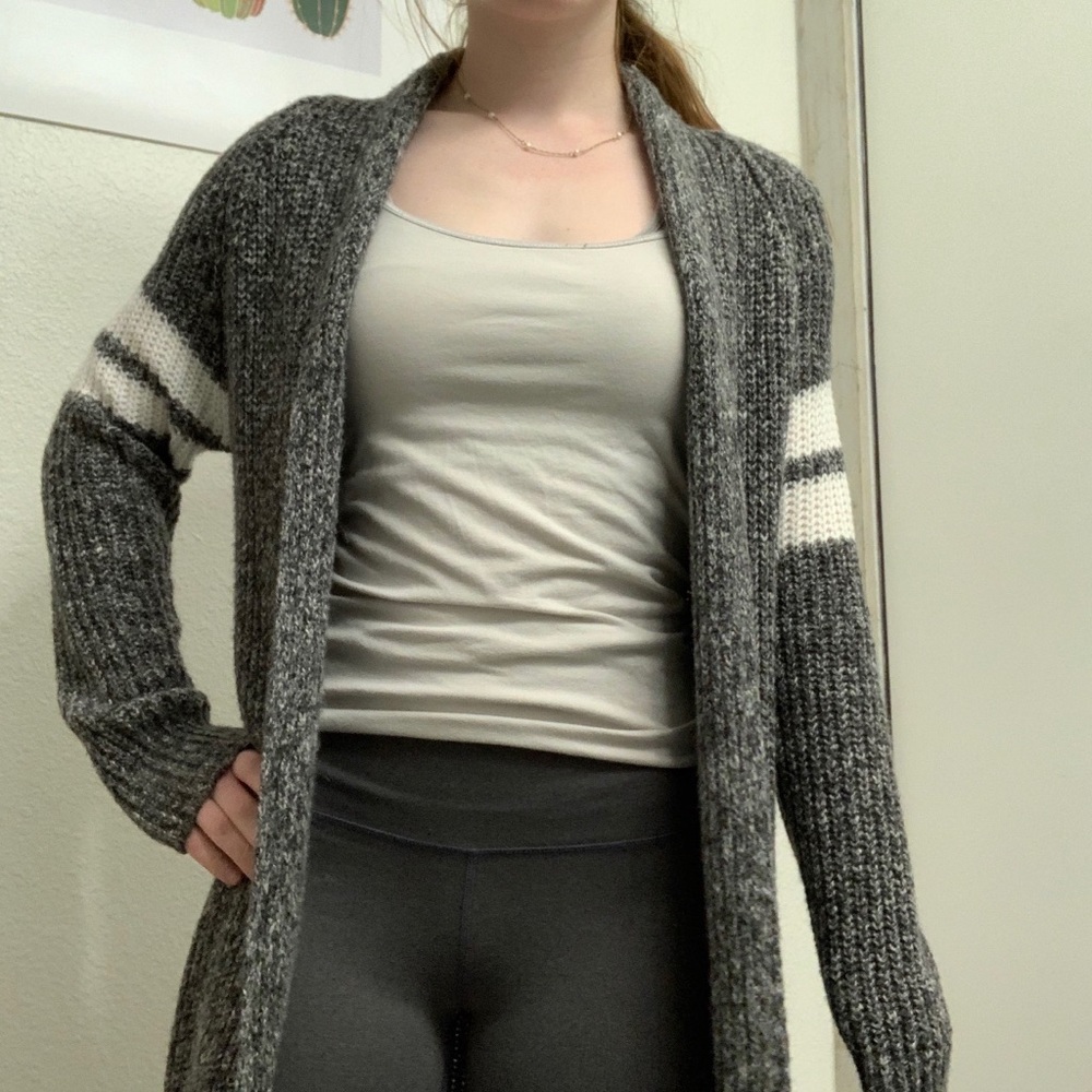 Gray knit cardigan